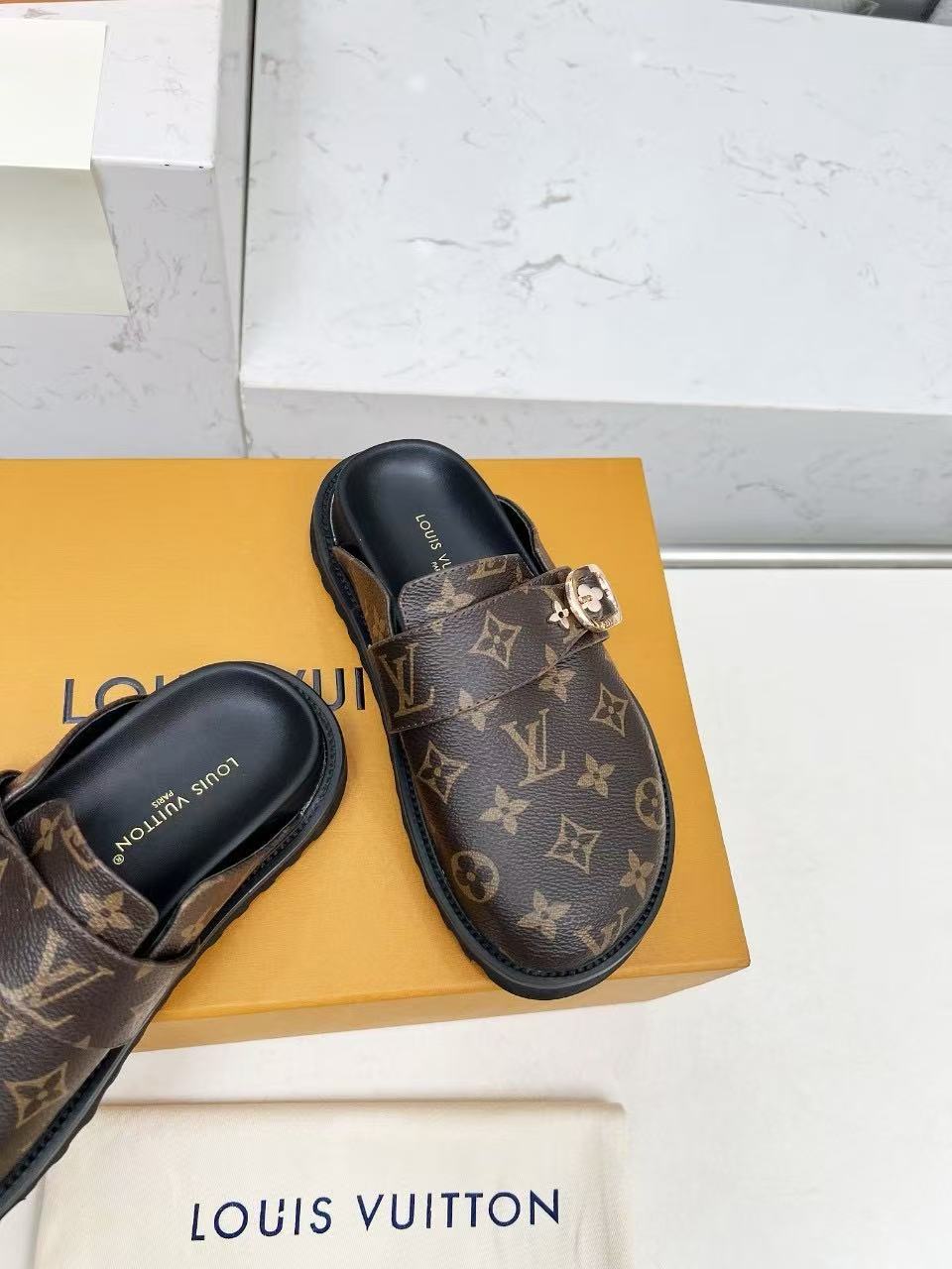 Monogram canvas mule slipper style