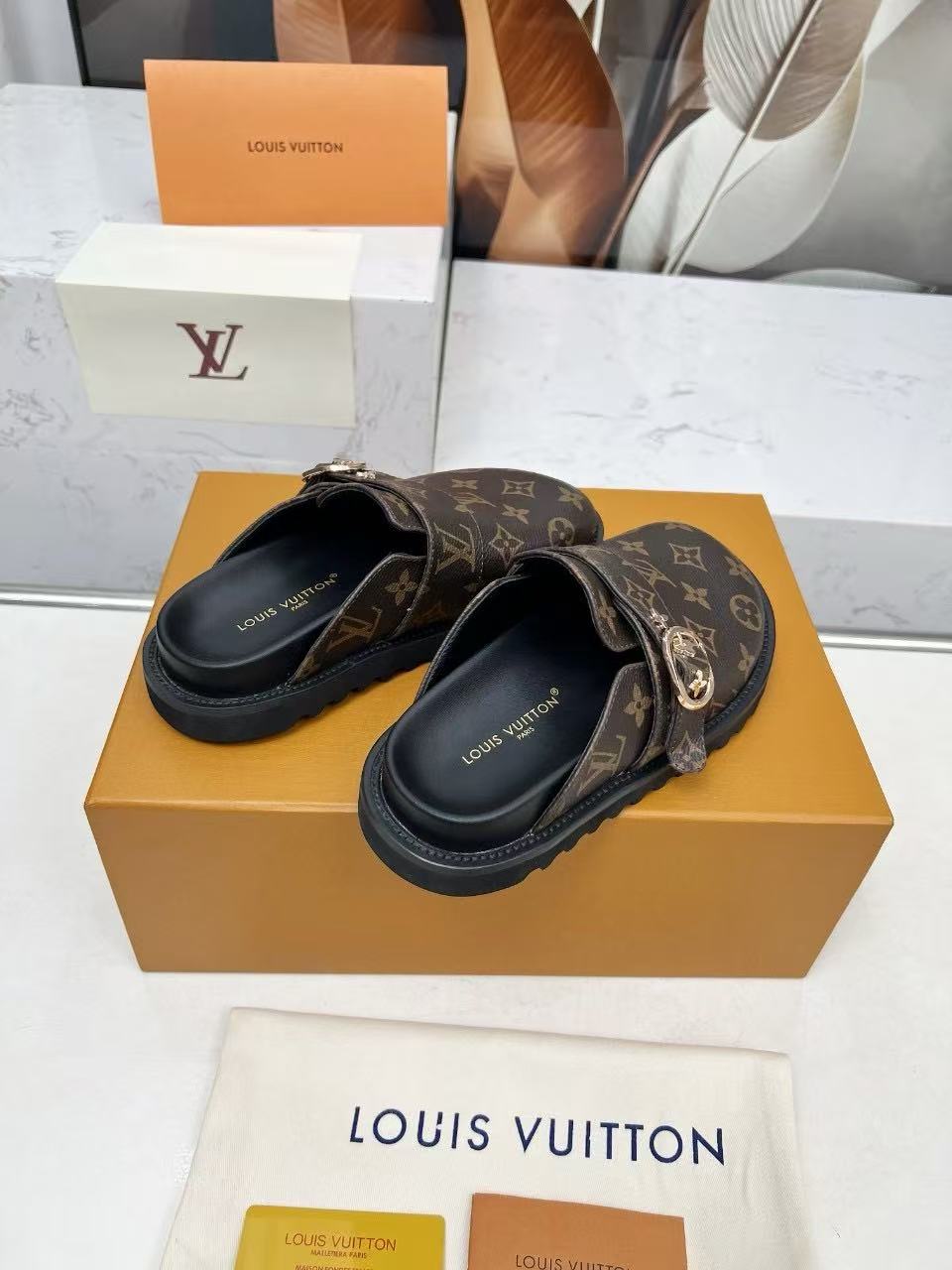 Monogram canvas mule slipper style