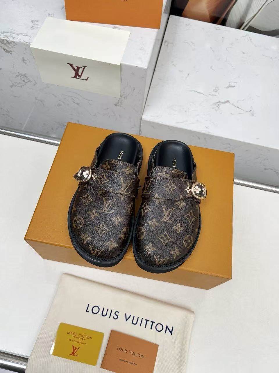 Monogram canvas mule slipper style