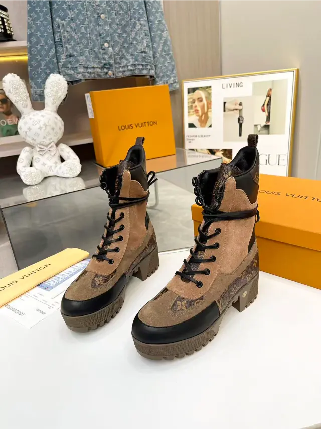 Suede Calfskin Monogram Laureate Platform Desert Boots