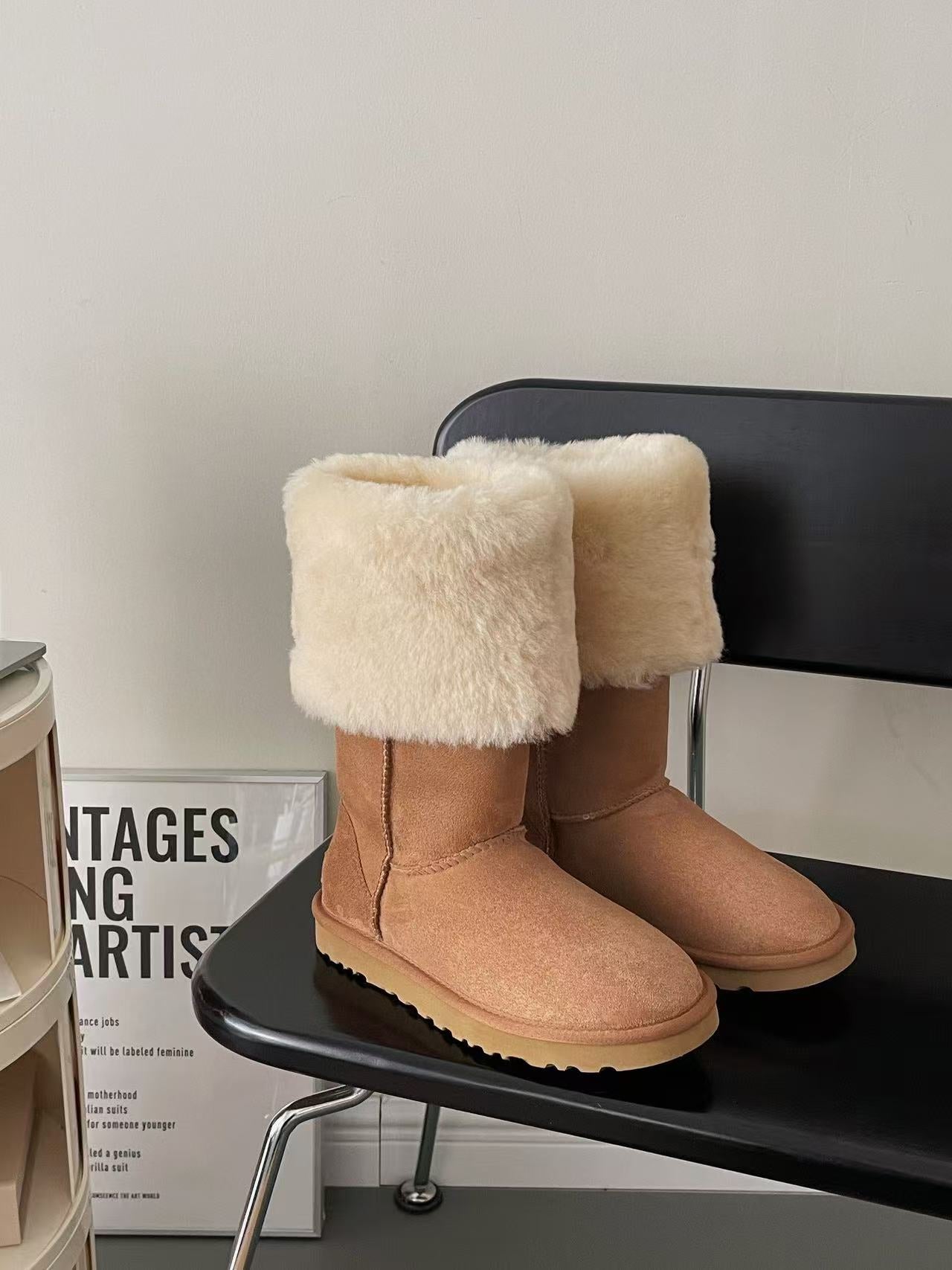 Double-buckle high snow boots