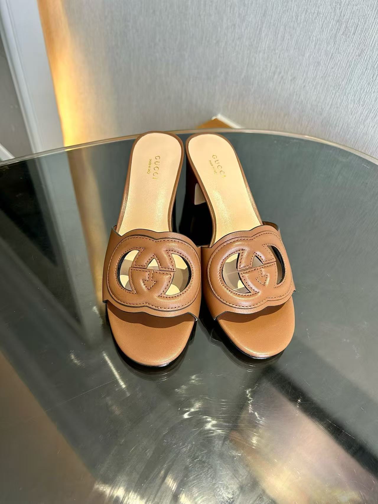 Double G logo block heel mule sandals