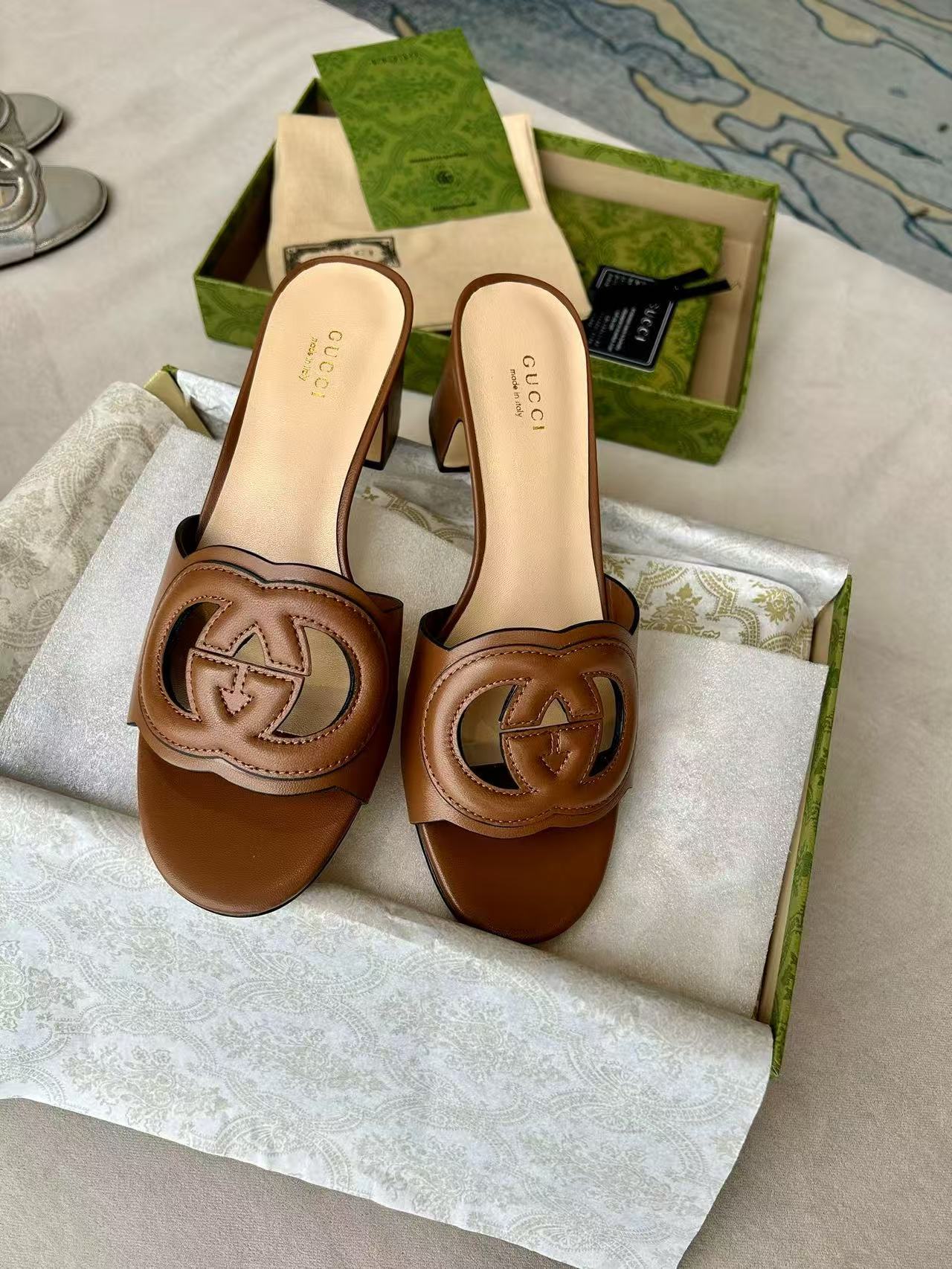 Double G logo block heel mule sandals