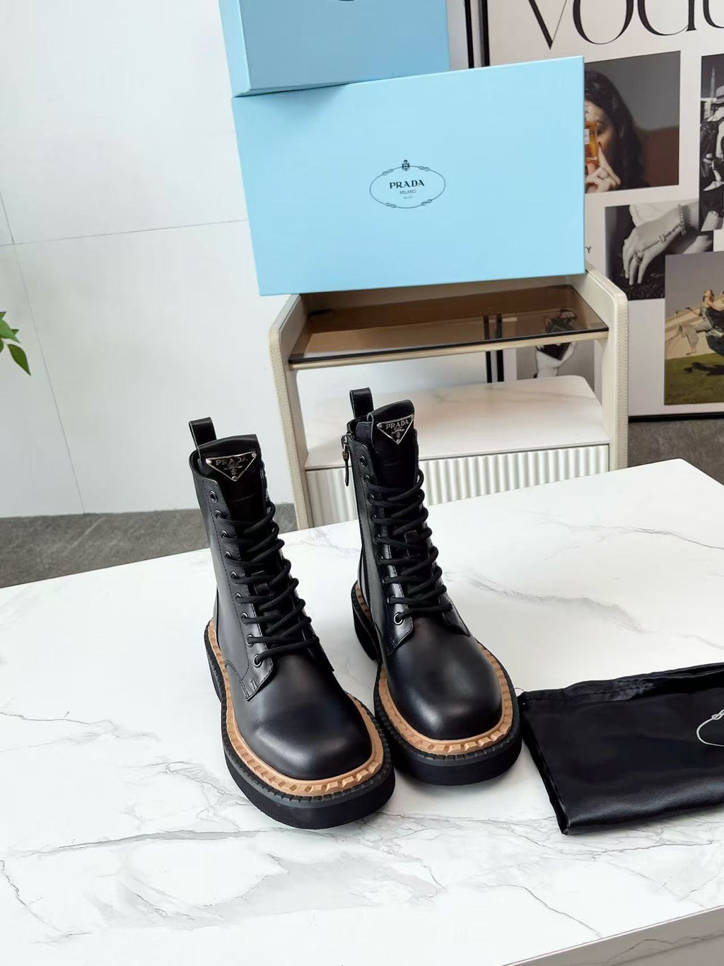 Black platform lace-up Martin boots