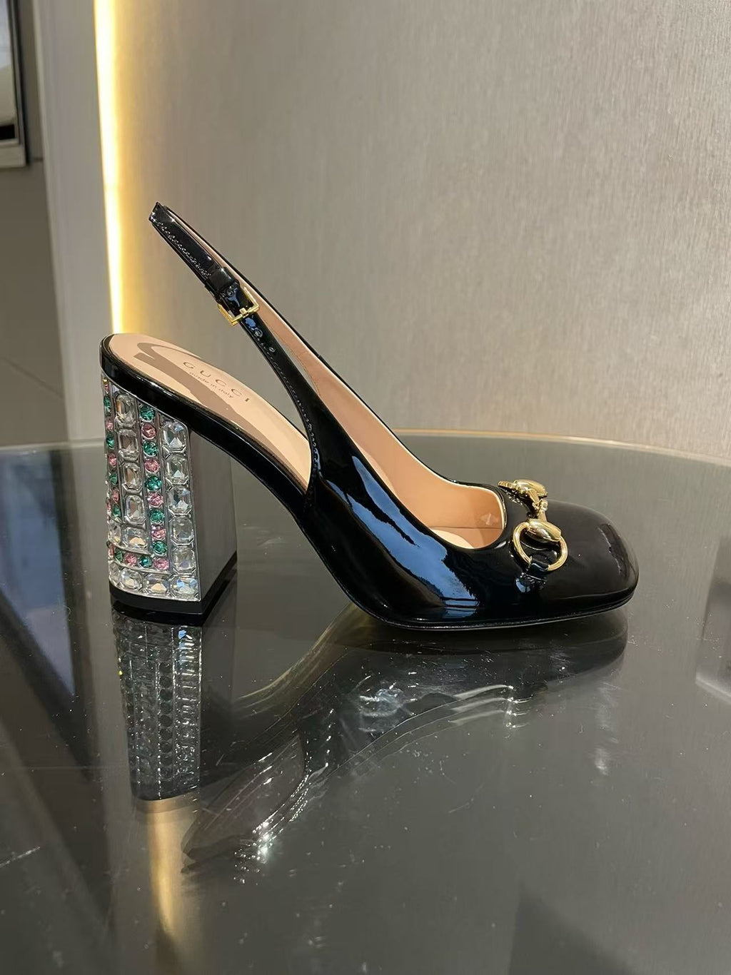 patent leather high-heeled sandals