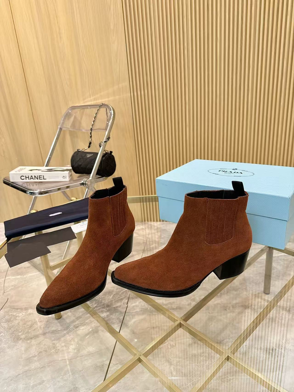 Brown suede Chelsea boots