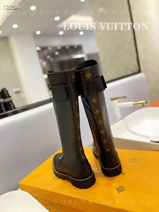 Monogram Calfskin Territory Tall Lace Up Ranger Boots